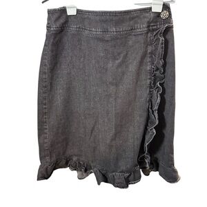 Lane Bryant Denim Ruffled Wrap Skirt, Rinsed  Black Jean, Women’s Sz 14​